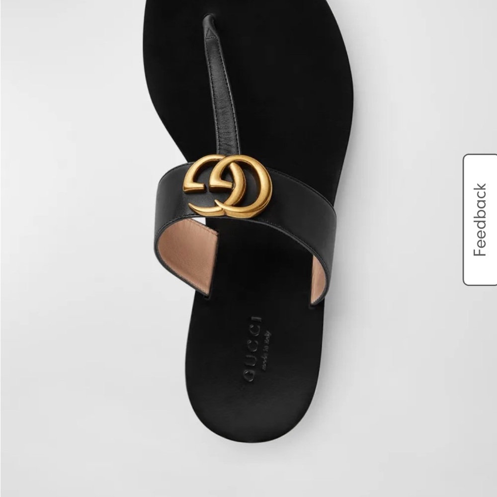 Gucci Black and Gold Logo Sandals
